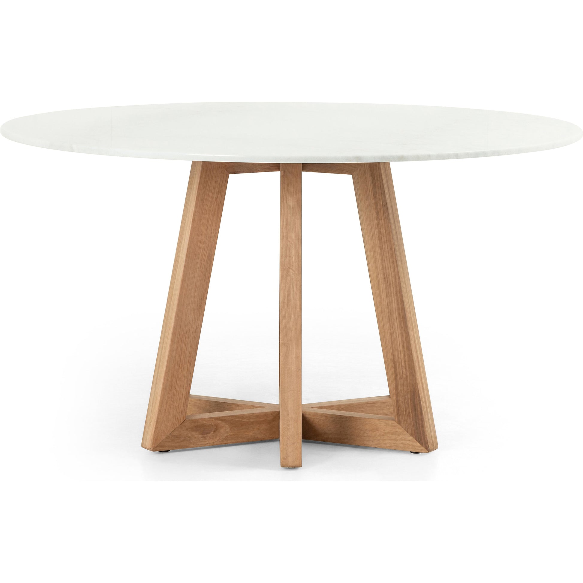 Creston Dining Table by Four Hands in honey oak, honey oak veneer, white marble and honey oak, white marble. Made from solid marble, oak veneer, solid oak in a coastal style.