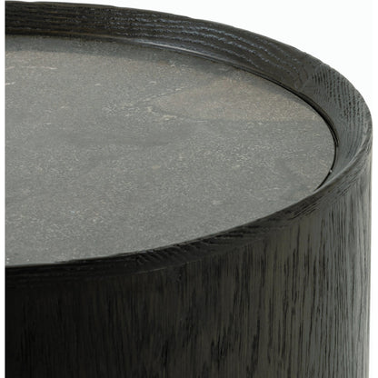 Astoria End Table by Four Hands in ebony, bluestone and ebony, blue stone. Made from bluestone, solid oak, oak plywood in a modern style.