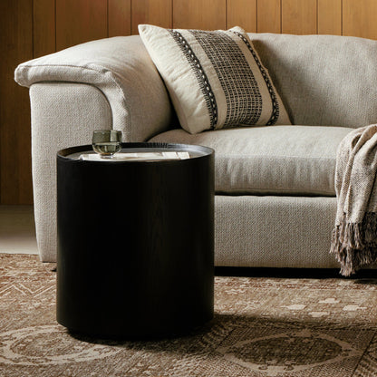 Astoria End Table by Four Hands in ebony, bluestone and ebony, blue stone. Made from bluestone, solid oak, oak plywood in a modern style.