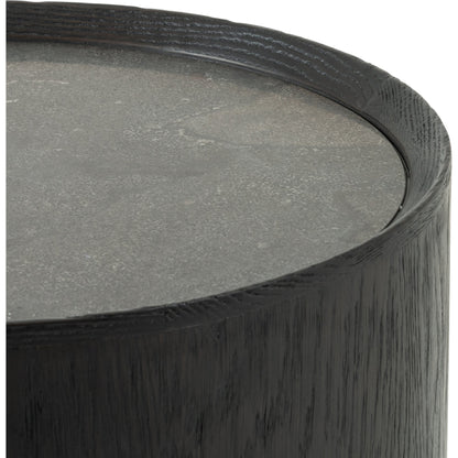 Astoria End Table by Four Hands in ebony, bluestone and ebony, blue stone. Made from bluestone, solid oak, oak plywood in a modern style.