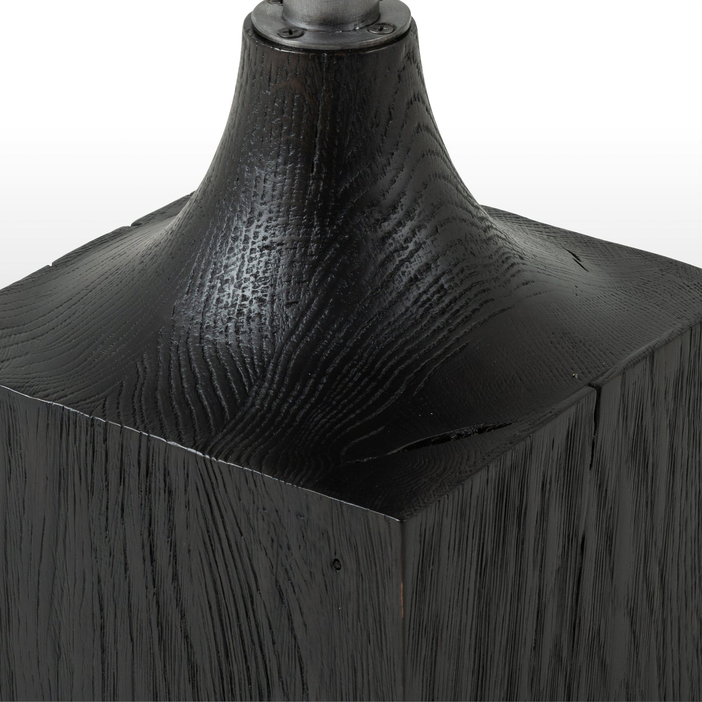 001 SI-1714623 | Closeup | Brunswick End Table by Four Hands in ebony, brushed gunmetal, bluestone. Made from bluestone, solid oak, iron in a eclectic & global style.