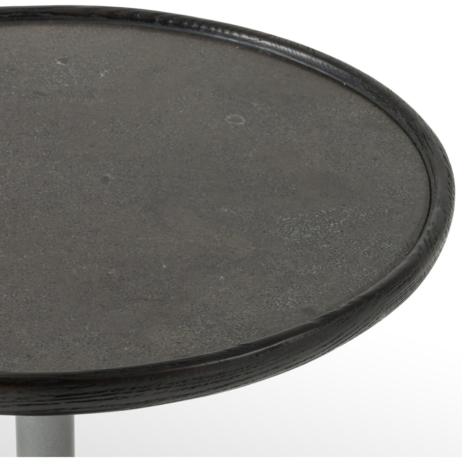Brunswick End Table by Four Hands in ebony, brushed gunmetal, bluestone. Made from bluestone, solid oak, iron in a eclectic & global style.