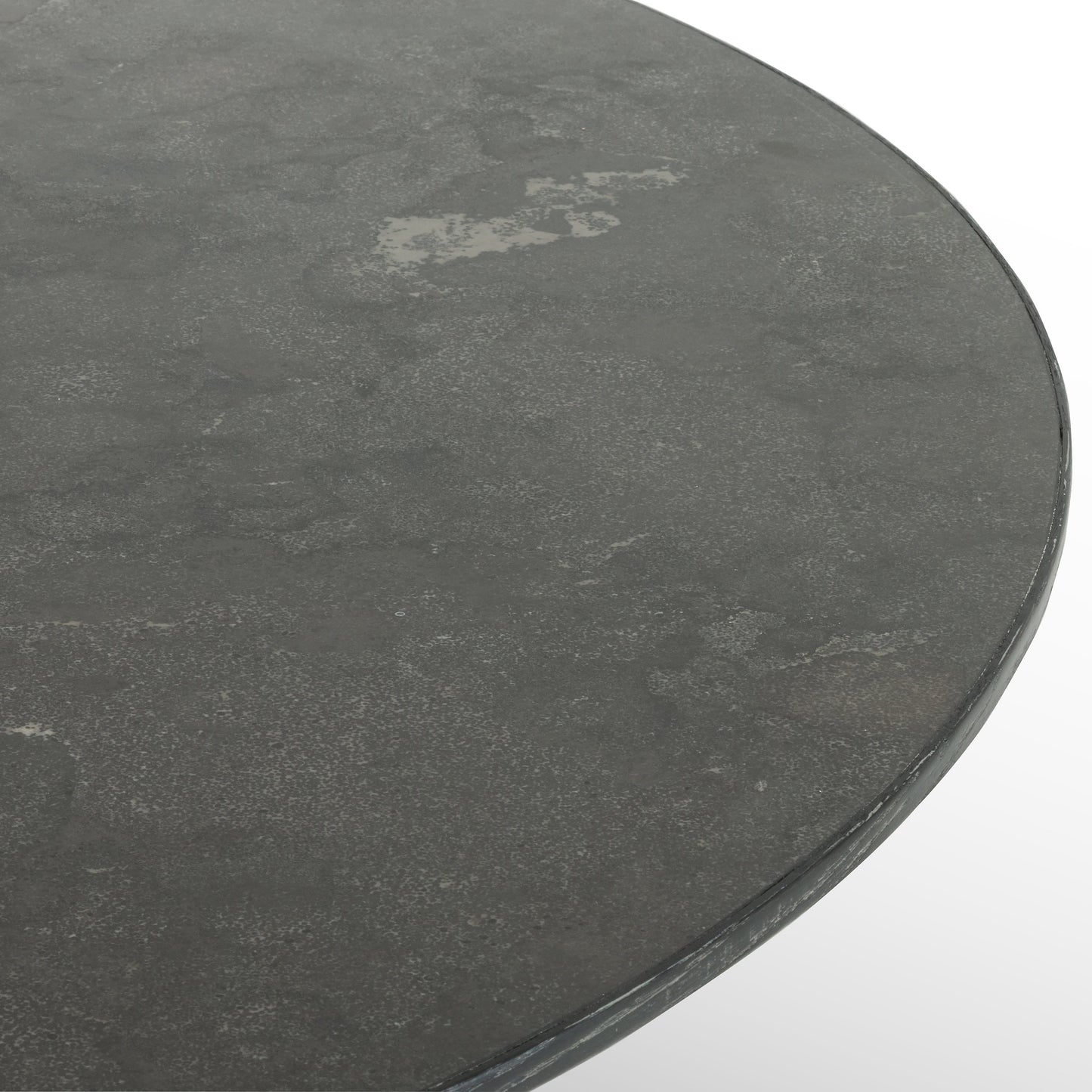 002 SI-1716625 | Closeup | Sargon Dining Table by Four Hands in washed black, bluestone and washed black, blue stone. Made from bluestone, solid oak in a modern style.