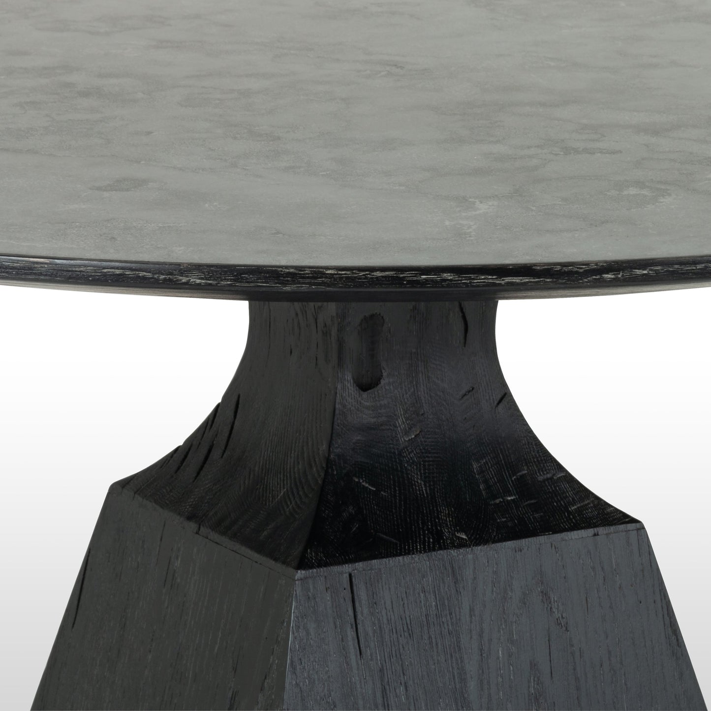 007 SI-1716625 | Closeup | Sargon Dining Table by Four Hands in washed black, bluestone and washed black, blue stone. Made from bluestone, solid oak in a modern style.
