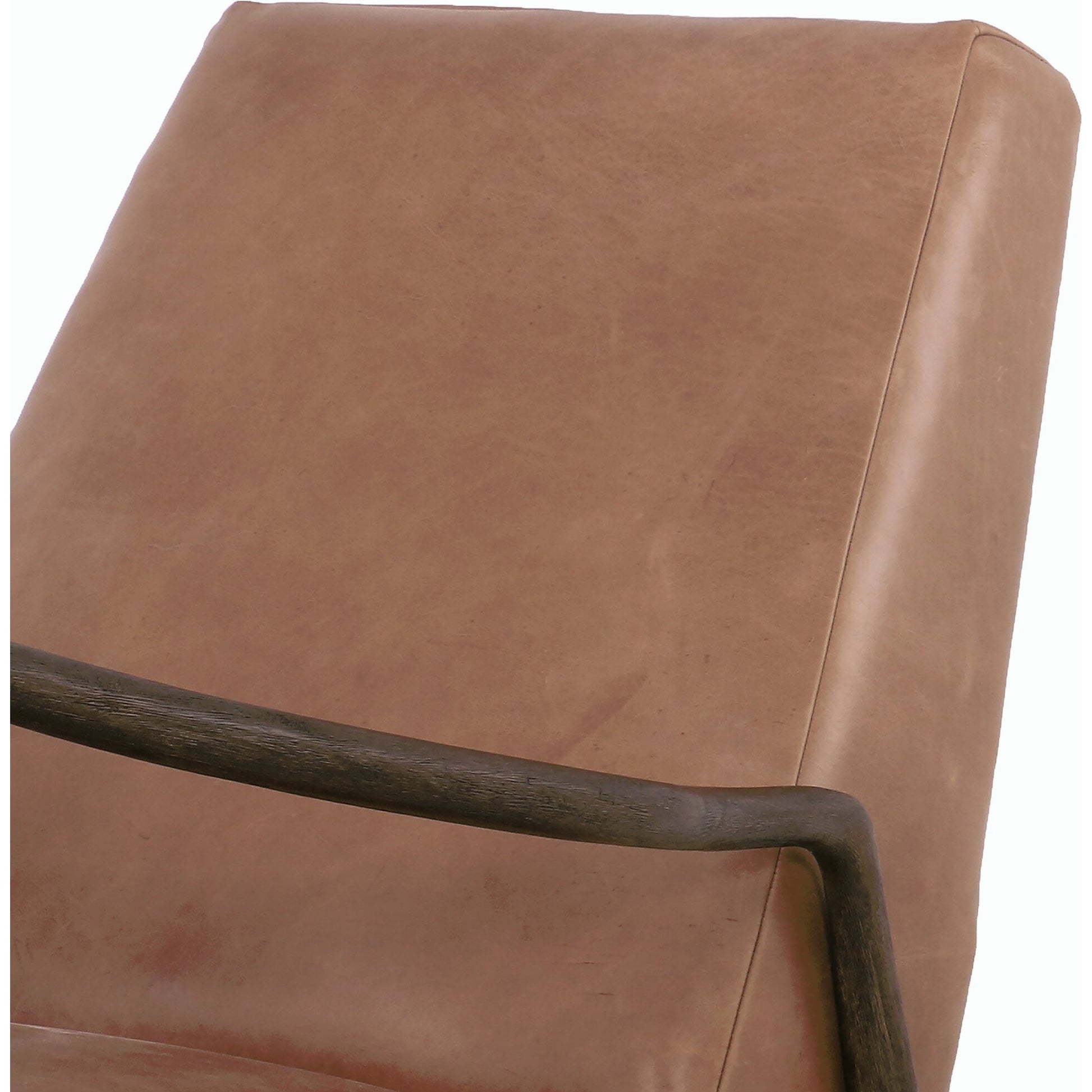 Braden Recliner by Four Hands in dakota black, rubbed sienna brown. Made from top grain leather, solid parawood, 100% polyester in a modern style.