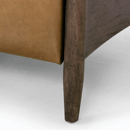 Braden Recliner by Four Hands in dakota black, rubbed sienna brown. Made from top grain leather, solid parawood, 100% polyester in a modern style.