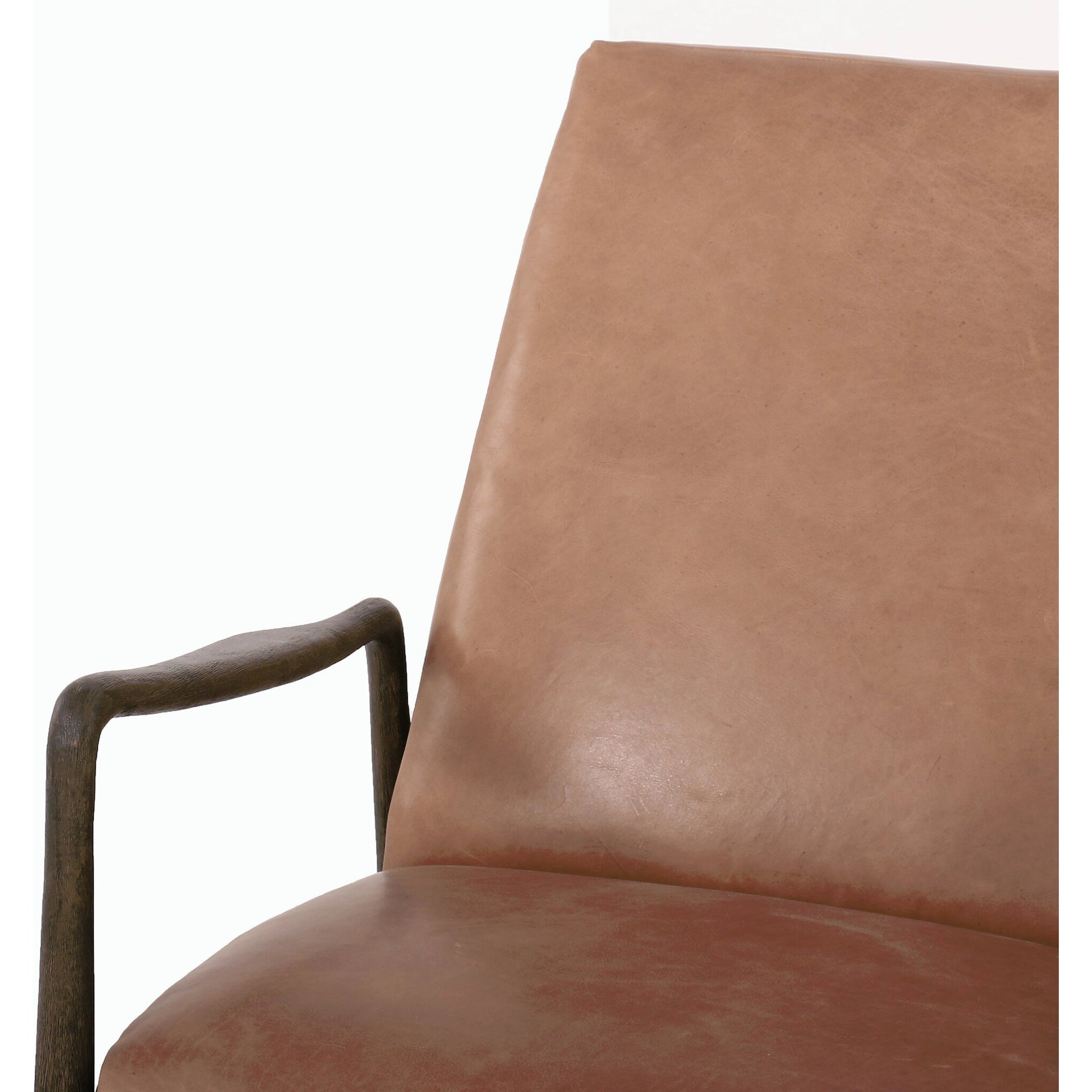 Braden Recliner by Four Hands in dakota black, rubbed sienna brown. Made from top grain leather, solid parawood, 100% polyester in a modern style.