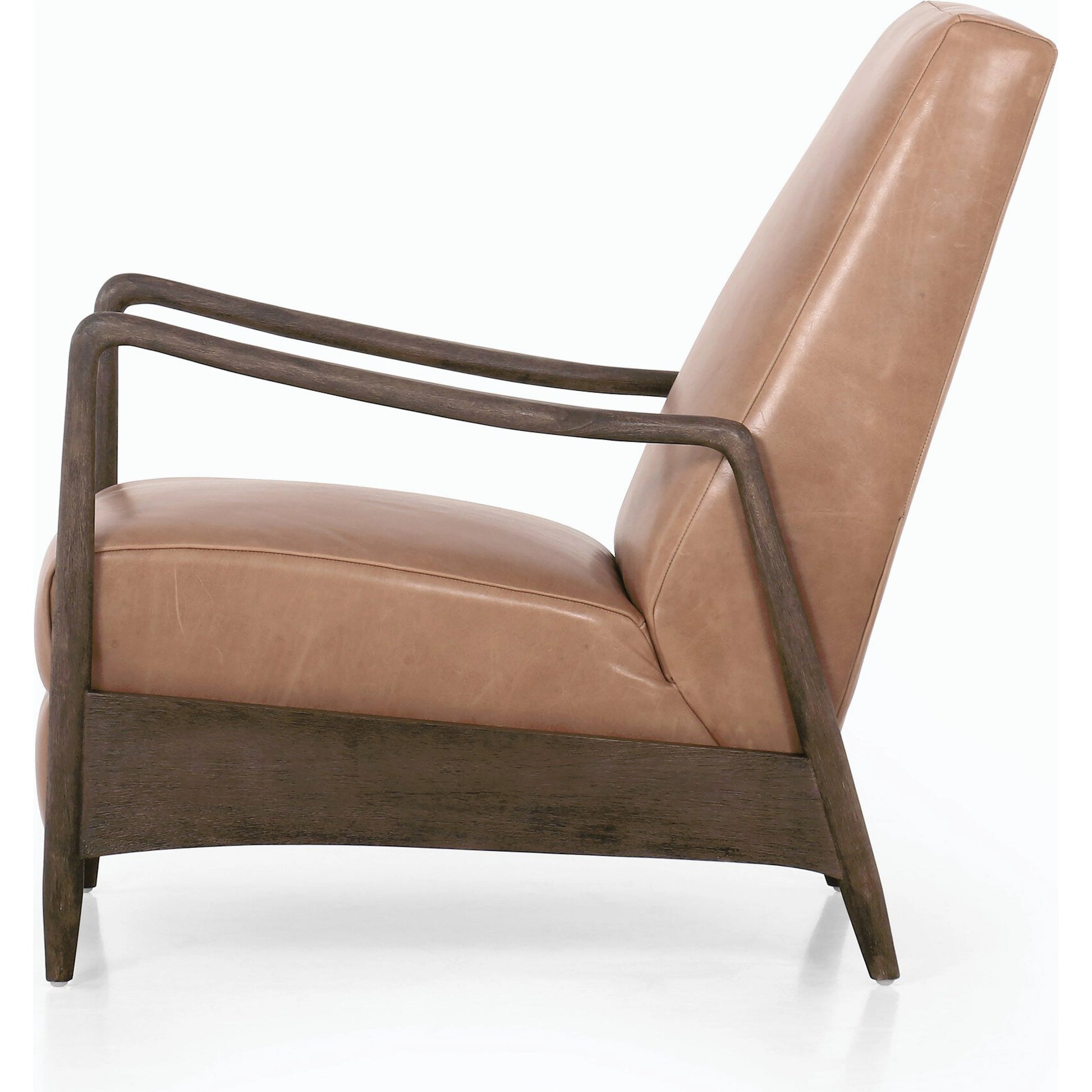 Braden Recliner by Four Hands in dakota black, rubbed sienna brown. Made from top grain leather, solid parawood, 100% polyester in a modern style.