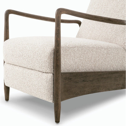 Braden Recliner by Four Hands in dakota black, rubbed sienna brown. Made from top grain leather, solid parawood, 100% polyester in a modern style.