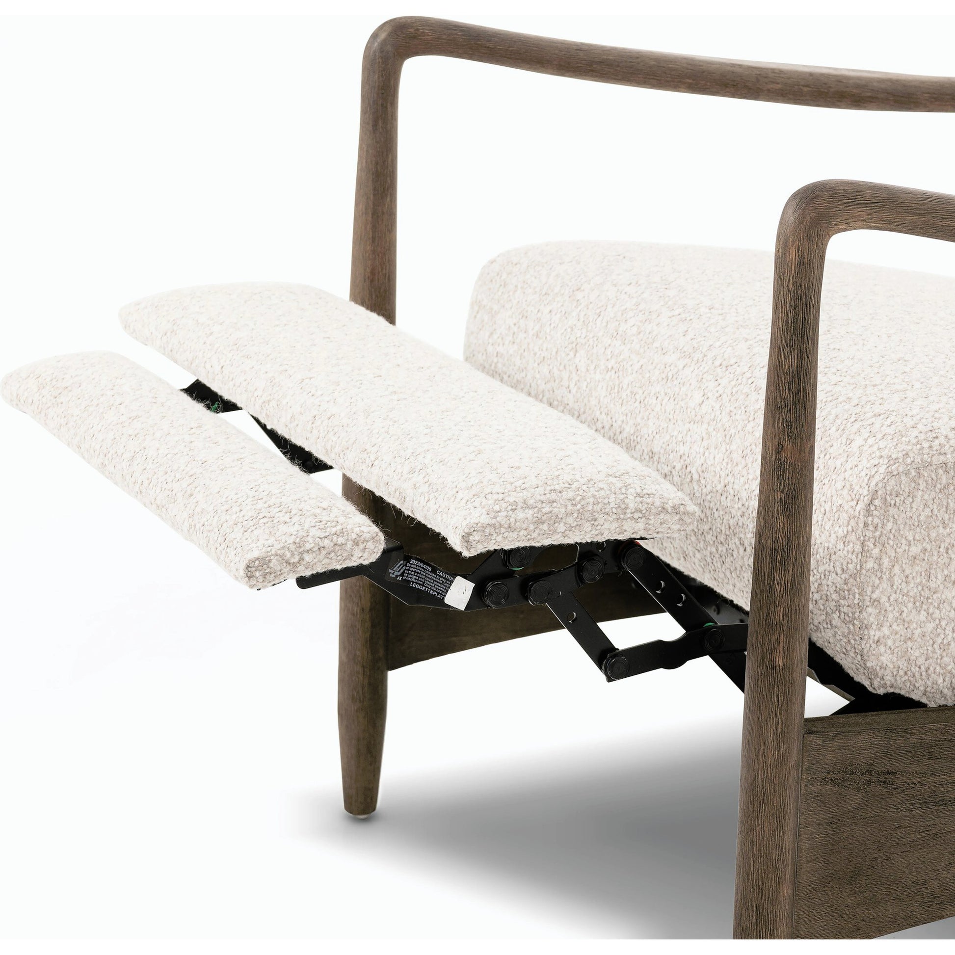 Braden Recliner by Four Hands in dakota black, rubbed sienna brown. Made from top grain leather, solid parawood, 100% polyester in a modern style.
