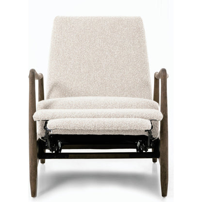 Braden Recliner by Four Hands in dakota black, rubbed sienna brown. Made from top grain leather, solid parawood, 100% polyester in a modern style.