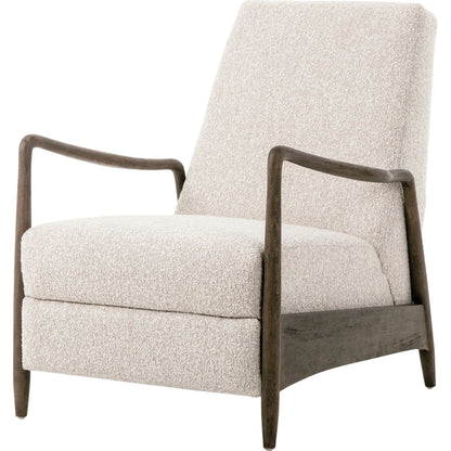Braden Recliner by Four Hands in dakota black, rubbed sienna brown. Made from top grain leather, solid parawood, 100% polyester in a modern style.