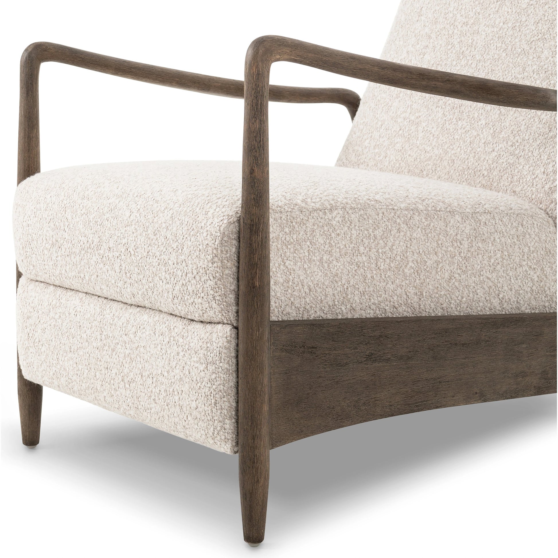 Braden Recliner by Four Hands in dakota black, rubbed sienna brown. Made from top grain leather, solid parawood, 100% polyester in a modern style.