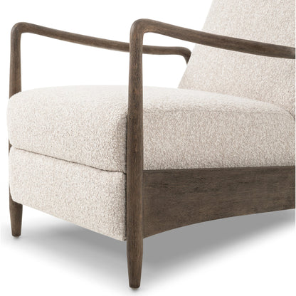 Braden Recliner by Four Hands in dakota black, rubbed sienna brown. Made from top grain leather, solid parawood, 100% polyester in a modern style.