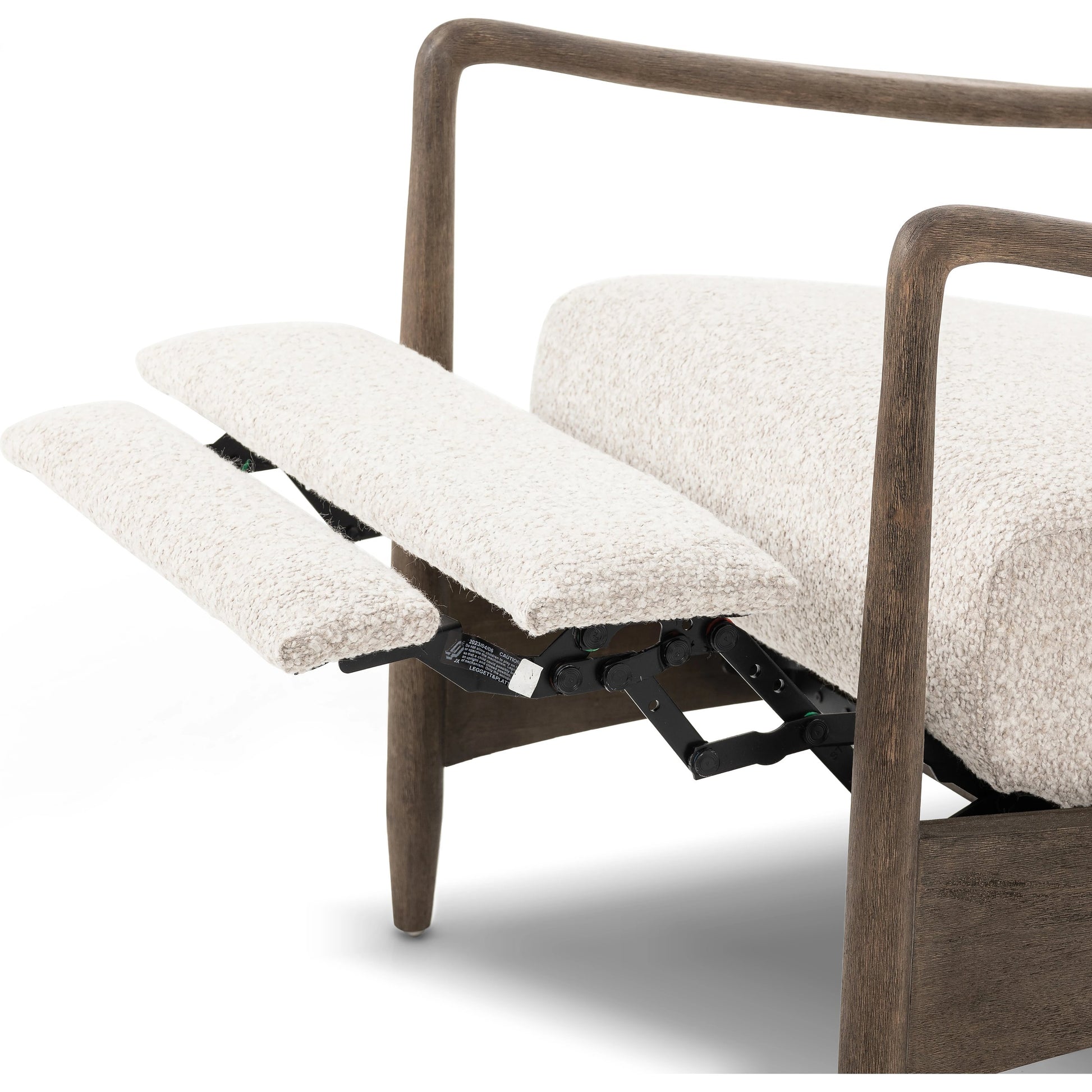 Braden Recliner by Four Hands in dakota black, rubbed sienna brown. Made from top grain leather, solid parawood, 100% polyester in a modern style.