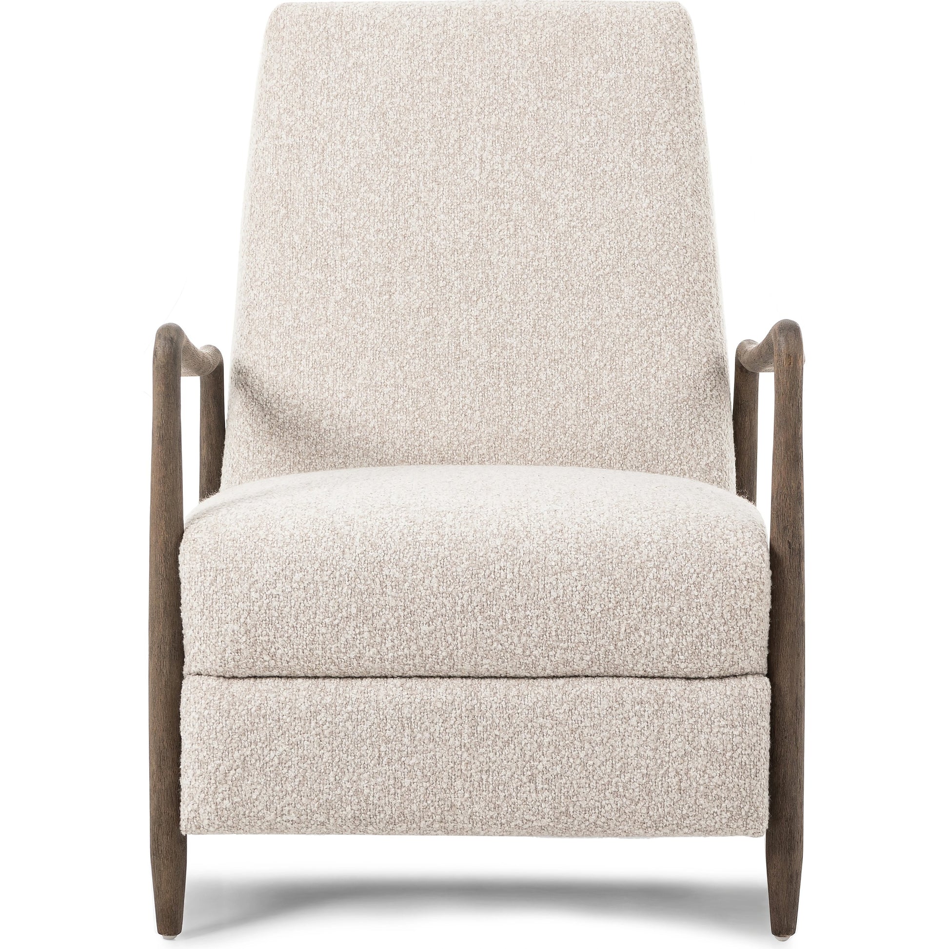 Braden Recliner by Four Hands in dakota black, rubbed sienna brown. Made from top grain leather, solid parawood, 100% polyester in a modern style.
