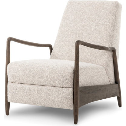 Braden Recliner by Four Hands in dakota black, rubbed sienna brown. Made from top grain leather, solid parawood, 100% polyester in a modern style.
