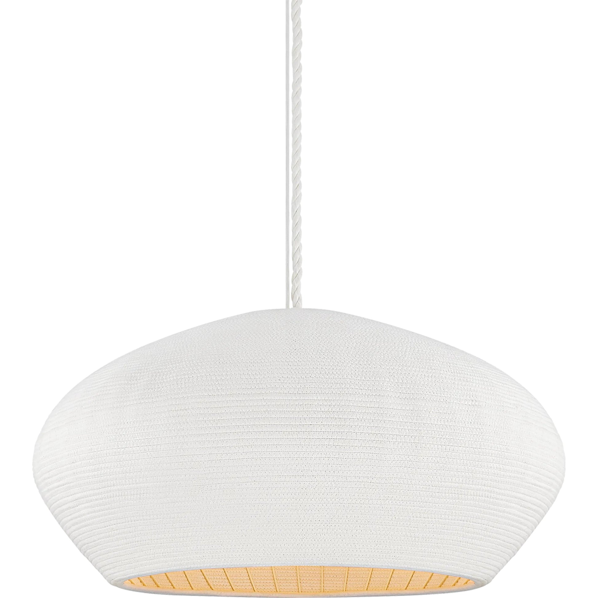 Ferndale Pendant by Hudson Valley in gesso white. Made from natural woven in a unique style.