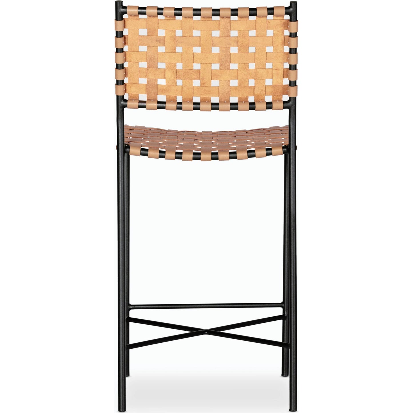 054 SI-1715370 | Additional Silo | Garza Counter Stool by Four Hands in natural leather, gunmetal. Made from iron, top grain leather in a cottage & farmhouse style.