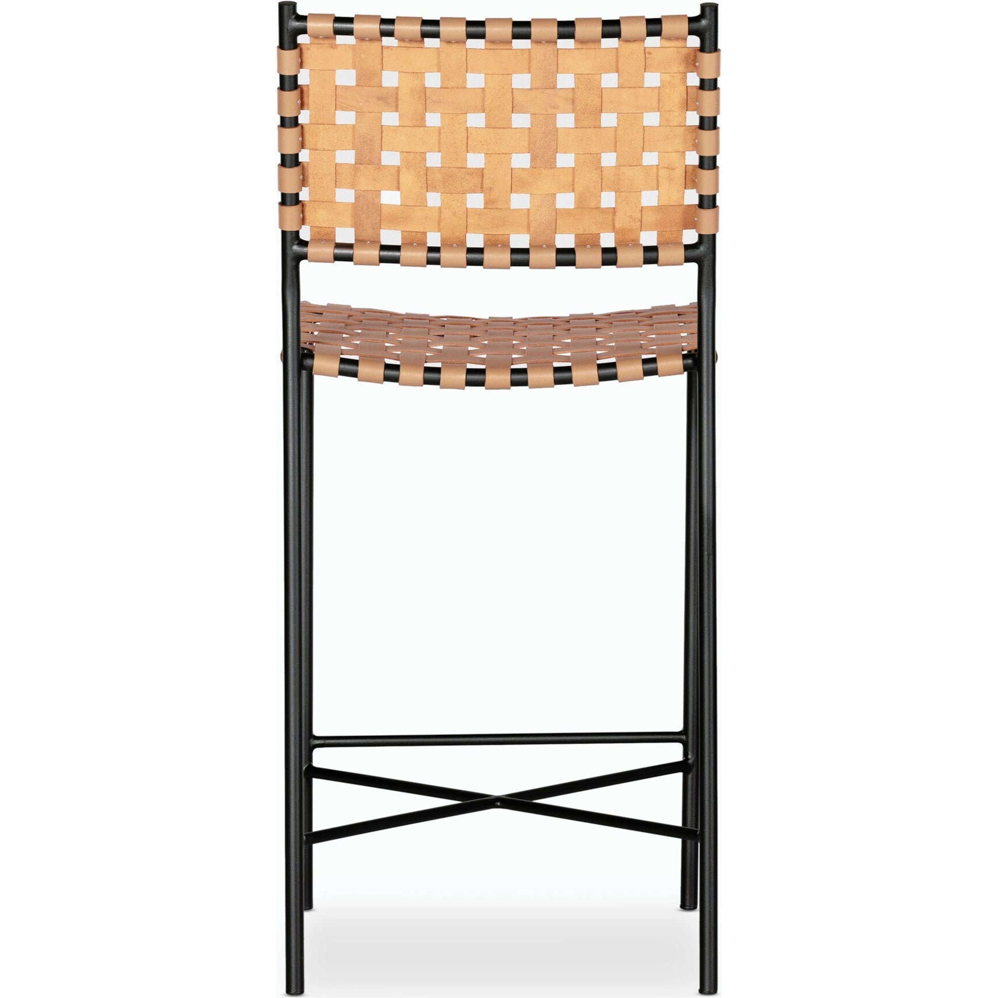 Garza Counter Stool by Four Hands in natural leather, gunmetal. Made from iron, top grain leather in a cottage & farmhouse style.