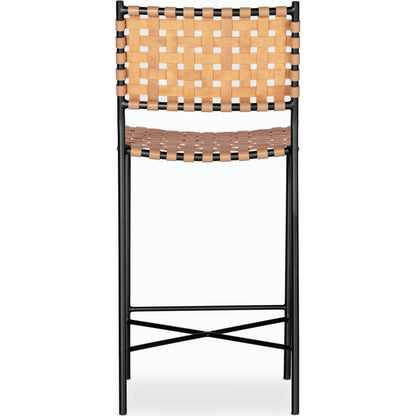 Garza Counter Stool by Four Hands in natural leather, gunmetal. Made from iron, top grain leather in a cottage & farmhouse style.