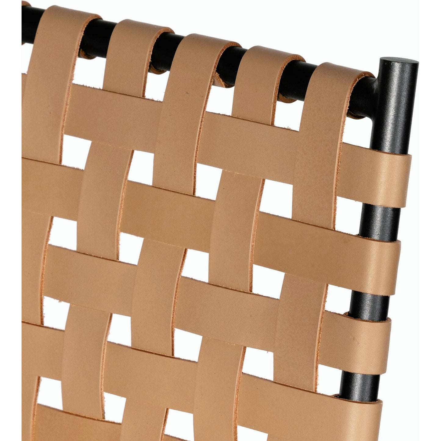 059 SI-1715370 | Closeup | Garza Counter Stool by Four Hands in natural leather, gunmetal. Made from iron, top grain leather in a cottage & farmhouse style.