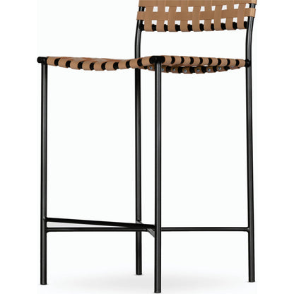 Garza Counter Stool by Four Hands in natural leather, gunmetal. Made from iron, top grain leather in a cottage & farmhouse style.