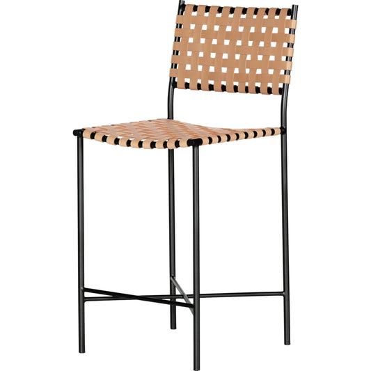 Garza Counter Stool by Four Hands in natural leather, gunmetal. Made from iron, top grain leather in a cottage & farmhouse style.