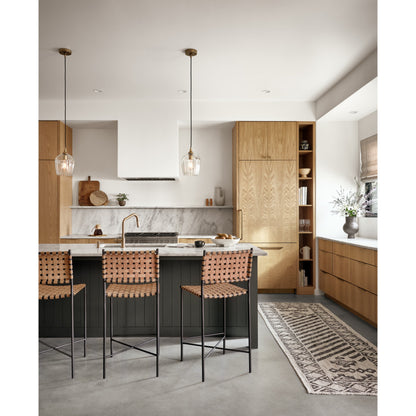 Garza Counter Stool by Four Hands in natural leather, gunmetal. Made from iron, top grain leather in a cottage & farmhouse style.