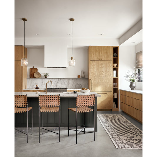 Garza Counter Stool by Four Hands in natural leather, gunmetal. Made from iron, top grain leather in a cottage & farmhouse style.