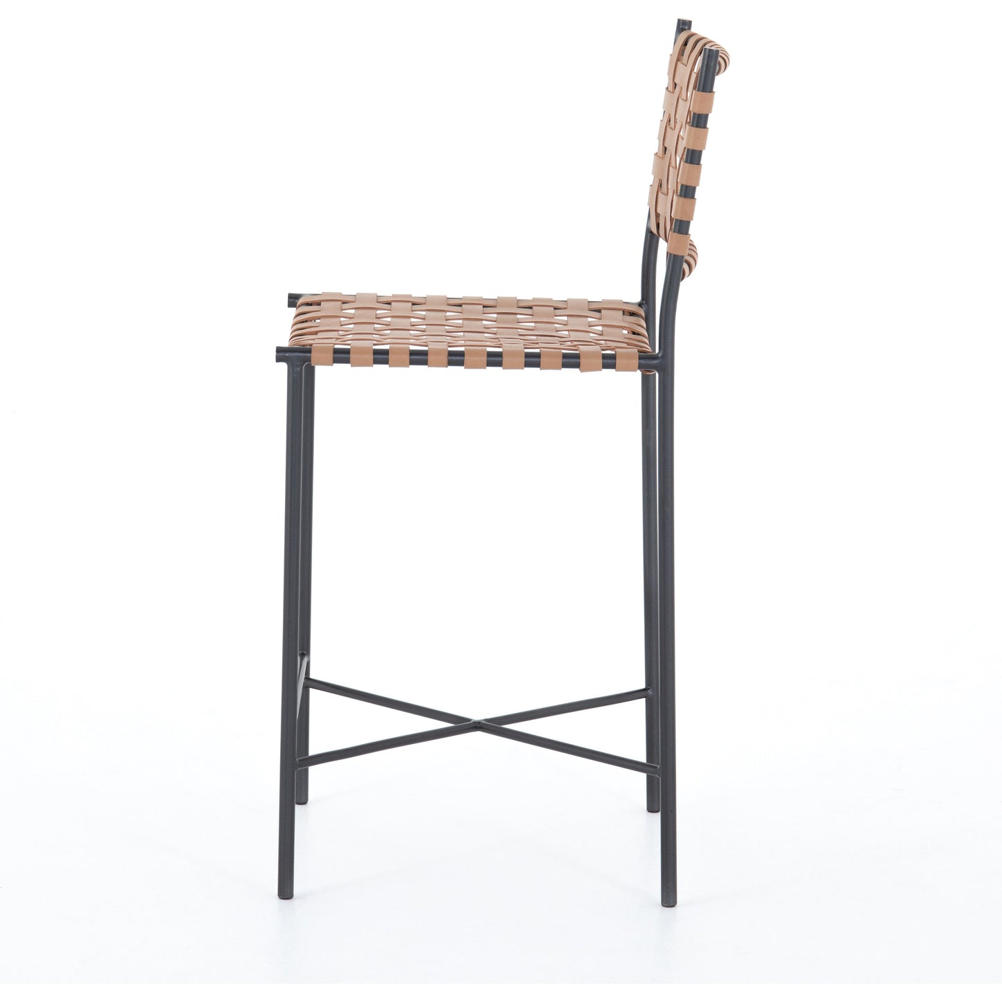 015 SI-1715370 | Additional Silo | Garza Counter Stool by Four Hands in natural leather, gunmetal. Made from iron, top grain leather in a cottage & farmhouse style.