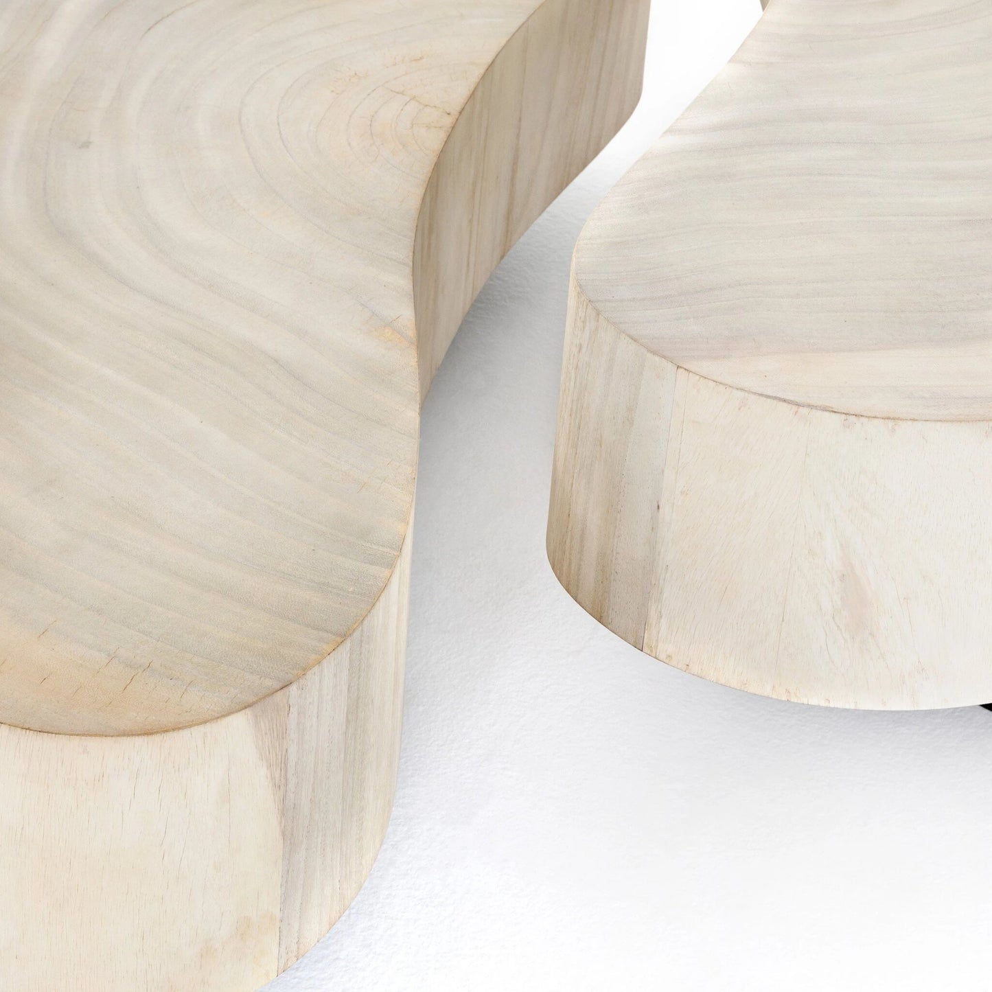 022 SI-1714334 | Closeup | Avett Nesting Coffee Table by Four Hands. Made from guanacaste veneer, iron, thick guanacaste veneer in a eclectic & global style.