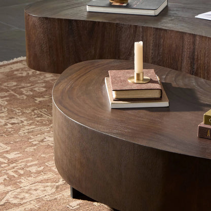 Avett Nesting Coffee Table by Four Hands. Made from guanacaste veneer, iron, thick guanacaste veneer in a eclectic & global style.