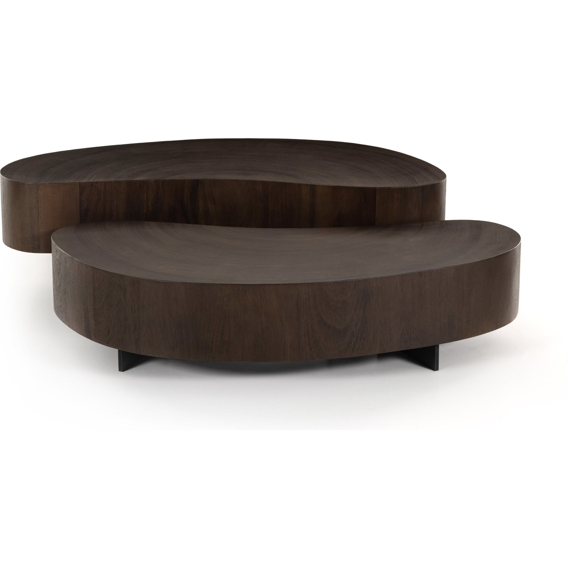 Avett Nesting Coffee Table by Four Hands. Made from guanacaste veneer, iron, thick guanacaste veneer in a eclectic & global style.