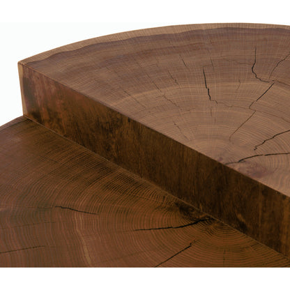 Bates Bunching Table by Four Hands in natural yukas, caramel oak veneer. Made from oak veneer, thick oyster cut, thick yukas veneer in a eclectic & global style.