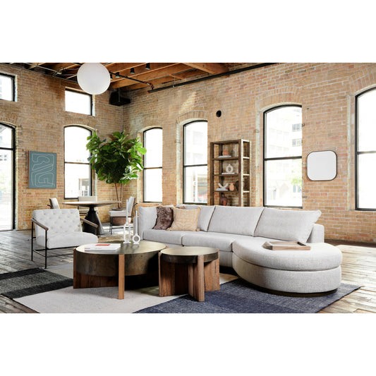 Bingham End Table by Four Hands in rustic oak veneer, distressed iron and distressed iron. Made from thick oak veneer, engineered hardwood, iron in a rustic style.
