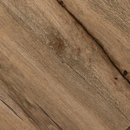 Bingham End Table by Four Hands in rustic oak veneer, distressed iron and distressed iron. Made from thick oak veneer, engineered hardwood, iron in a rustic style.