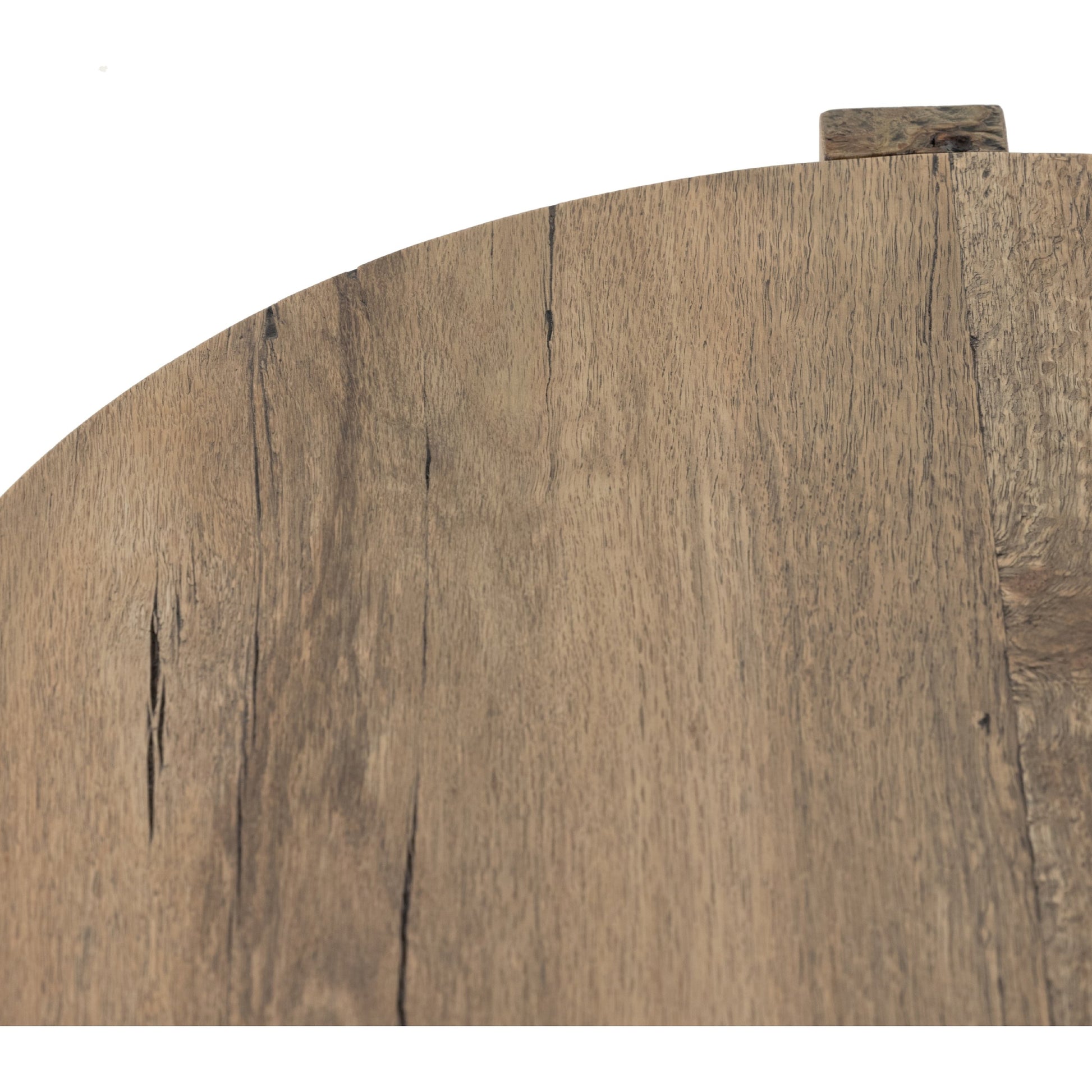 Bingham End Table by Four Hands in rustic oak veneer, distressed iron and distressed iron. Made from thick oak veneer, engineered hardwood, iron in a rustic style.