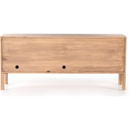 Isador Sideboard by Four Hands. Made from solid poplar, top grain leather, iron in a modern style.