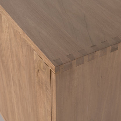 Isador Sideboard by Four Hands. Made from solid poplar, top grain leather, iron in a modern style.