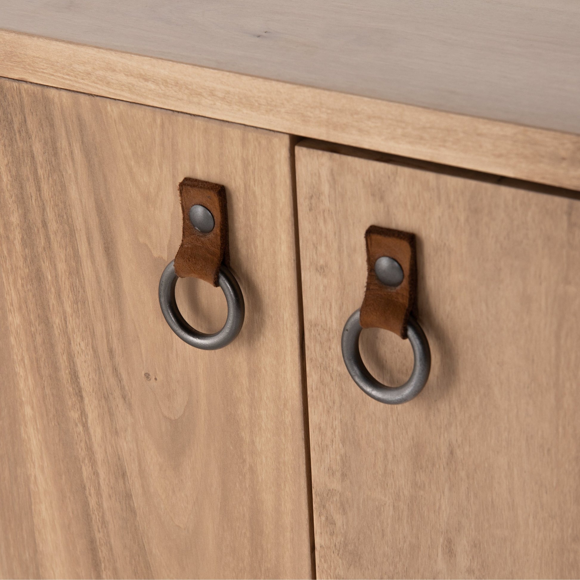 Isador Sideboard by Four Hands. Made from solid poplar, top grain leather, iron in a modern style.