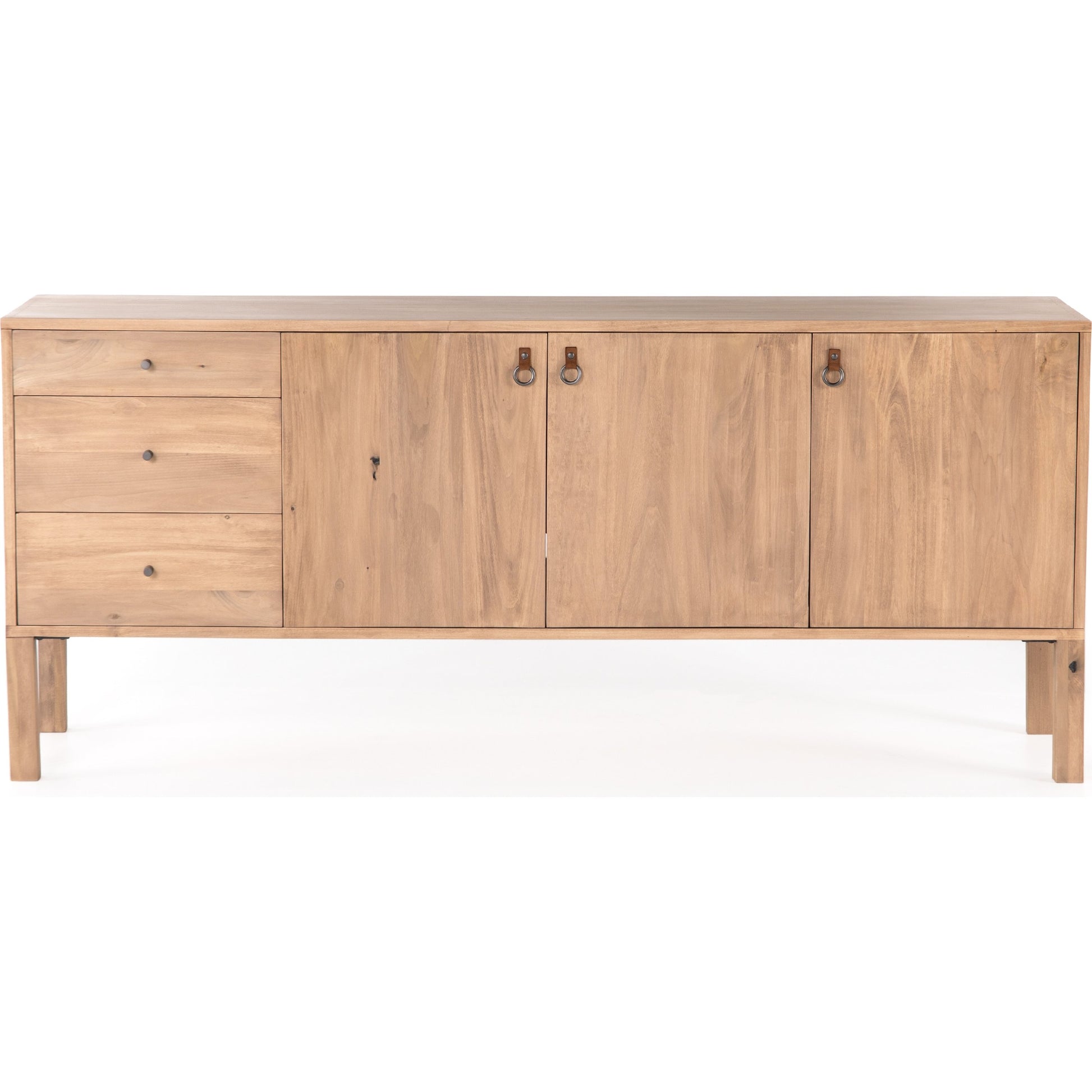 Isador Sideboard by Four Hands. Made from solid poplar, top grain leather, iron in a modern style.