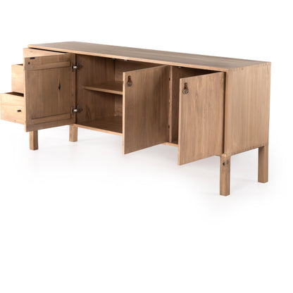 Isador Sideboard by Four Hands. Made from solid poplar, top grain leather, iron in a modern style.