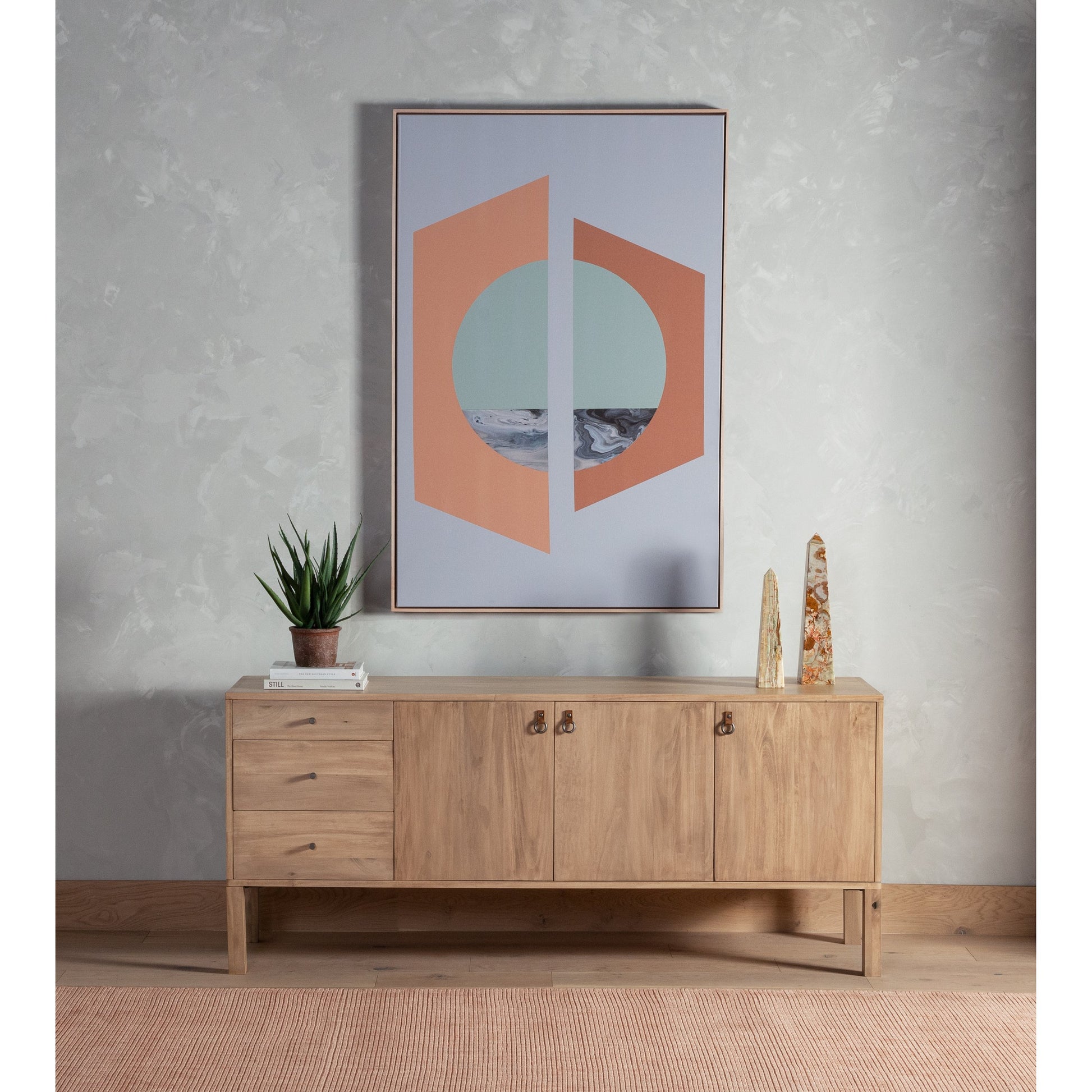 Isador Sideboard by Four Hands. Made from solid poplar, top grain leather, iron in a modern style.