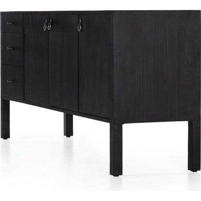 Isador Sideboard by Four Hands. Made from solid poplar, top grain leather, iron in a modern style.