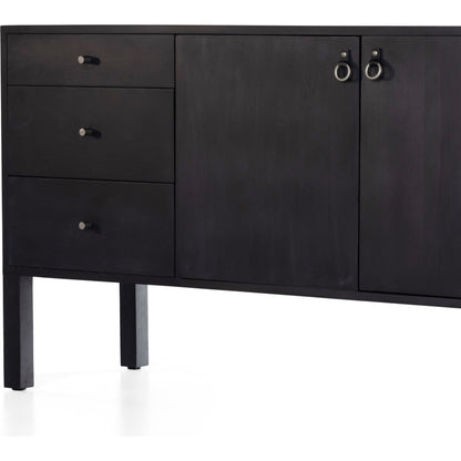 Isador Sideboard by Four Hands. Made from solid poplar, top grain leather, iron in a modern style.