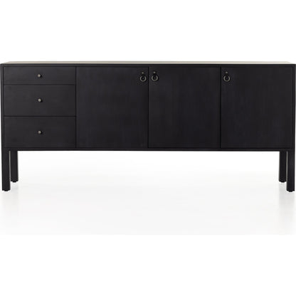 Isador Sideboard by Four Hands. Made from solid poplar, top grain leather, iron in a modern style.