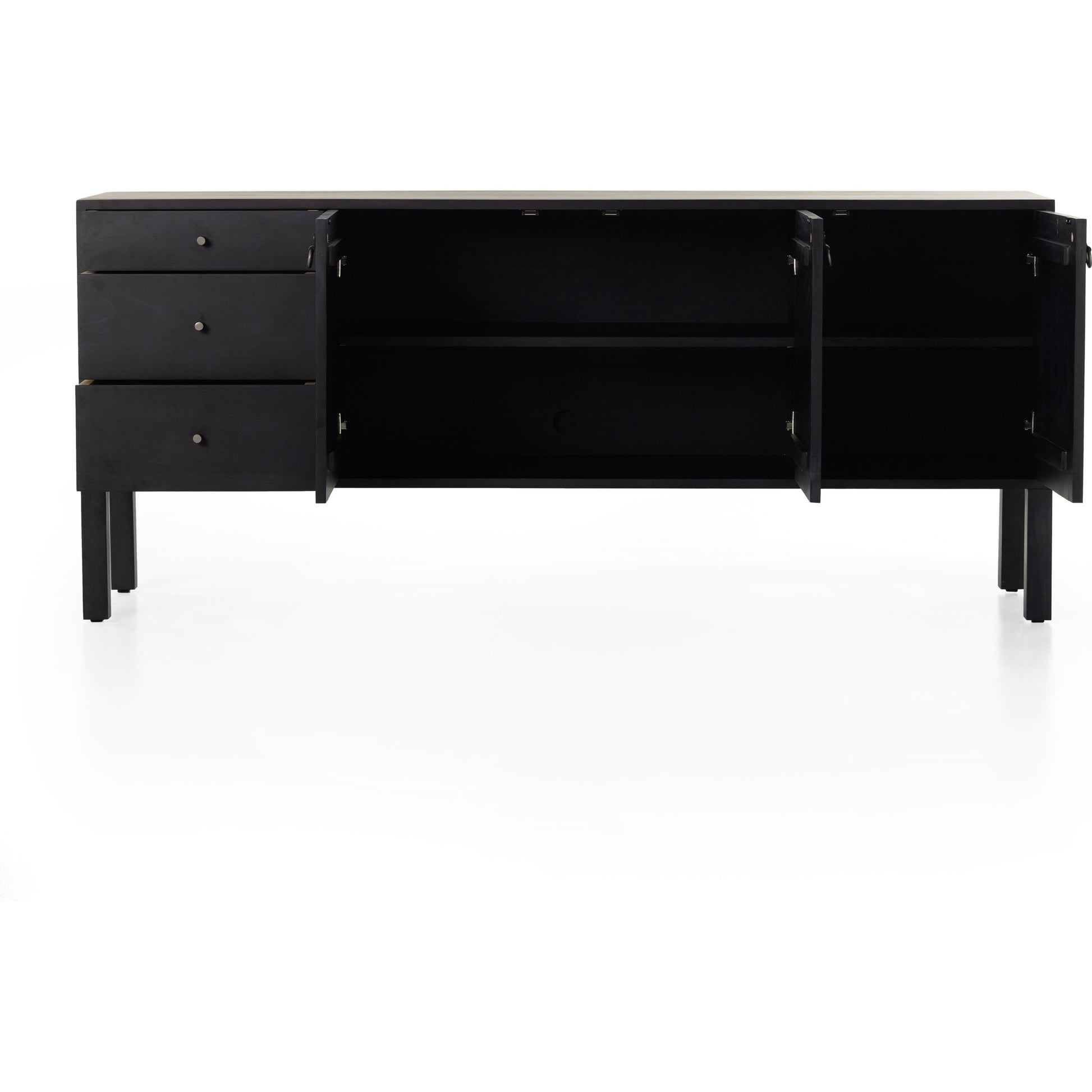 Isador Sideboard by Four Hands. Made from solid poplar, top grain leather, iron in a modern style.