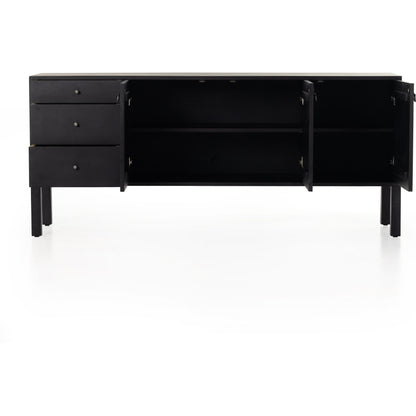 Isador Sideboard by Four Hands. Made from solid poplar, top grain leather, iron in a modern style.