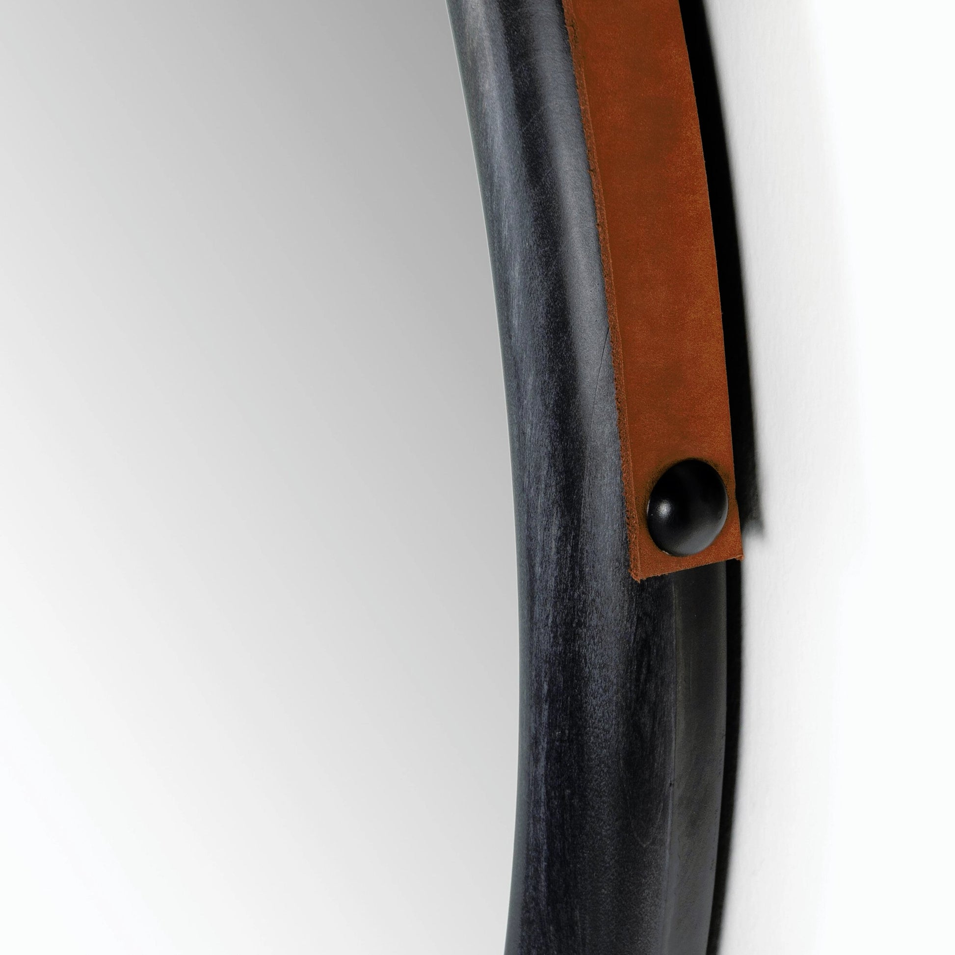Des Mirror by Four Hands. Made from solid poplar, top grain leather, iron in a modern style.